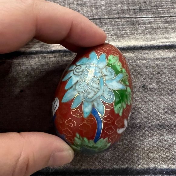 Other - Decorative Cloisonné Egg - Red Floral